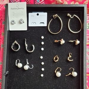 Bundle of Unique Gold and Silver Colored CLIP ON Earrings (J91)